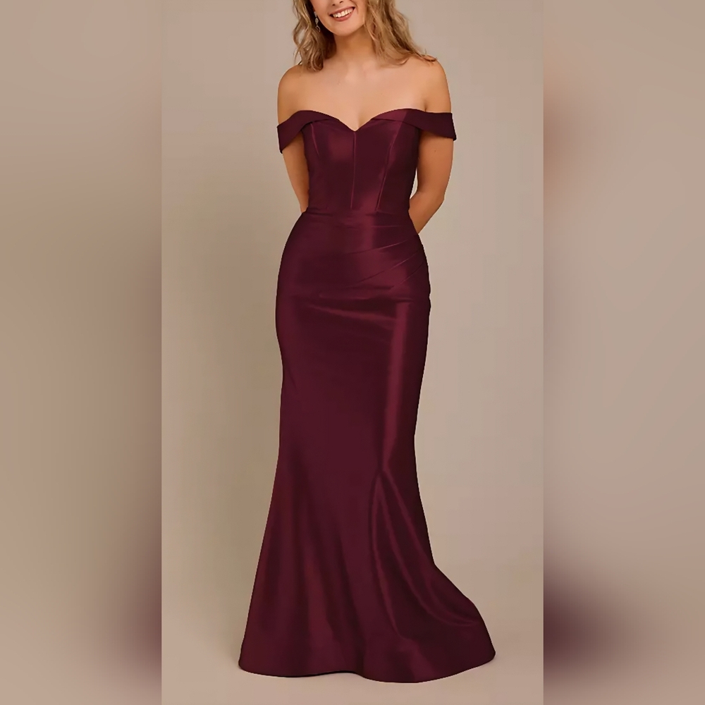 Elegant Burgundy (WINE) Evening Gown- DAVIDS BRIDAL